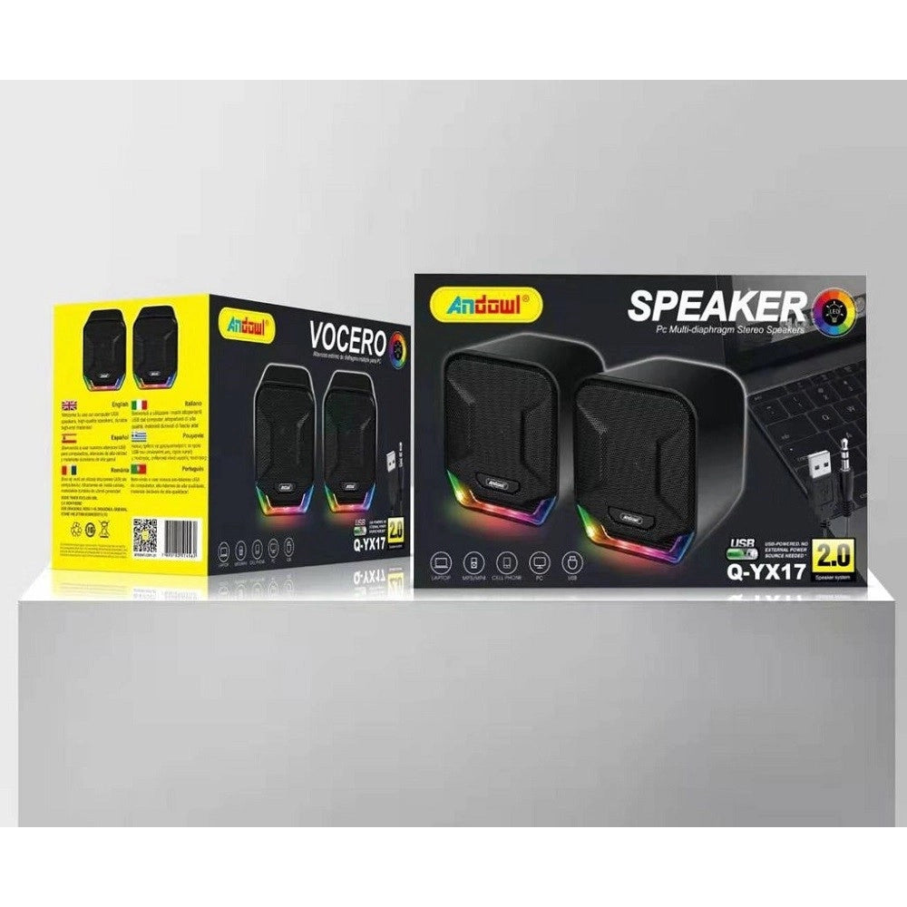 Trade Shop - Mini Altoparlanti Casse Per Computer 3w Cablati Con Luce Rgb Led Q-yx17 Jack Usb -