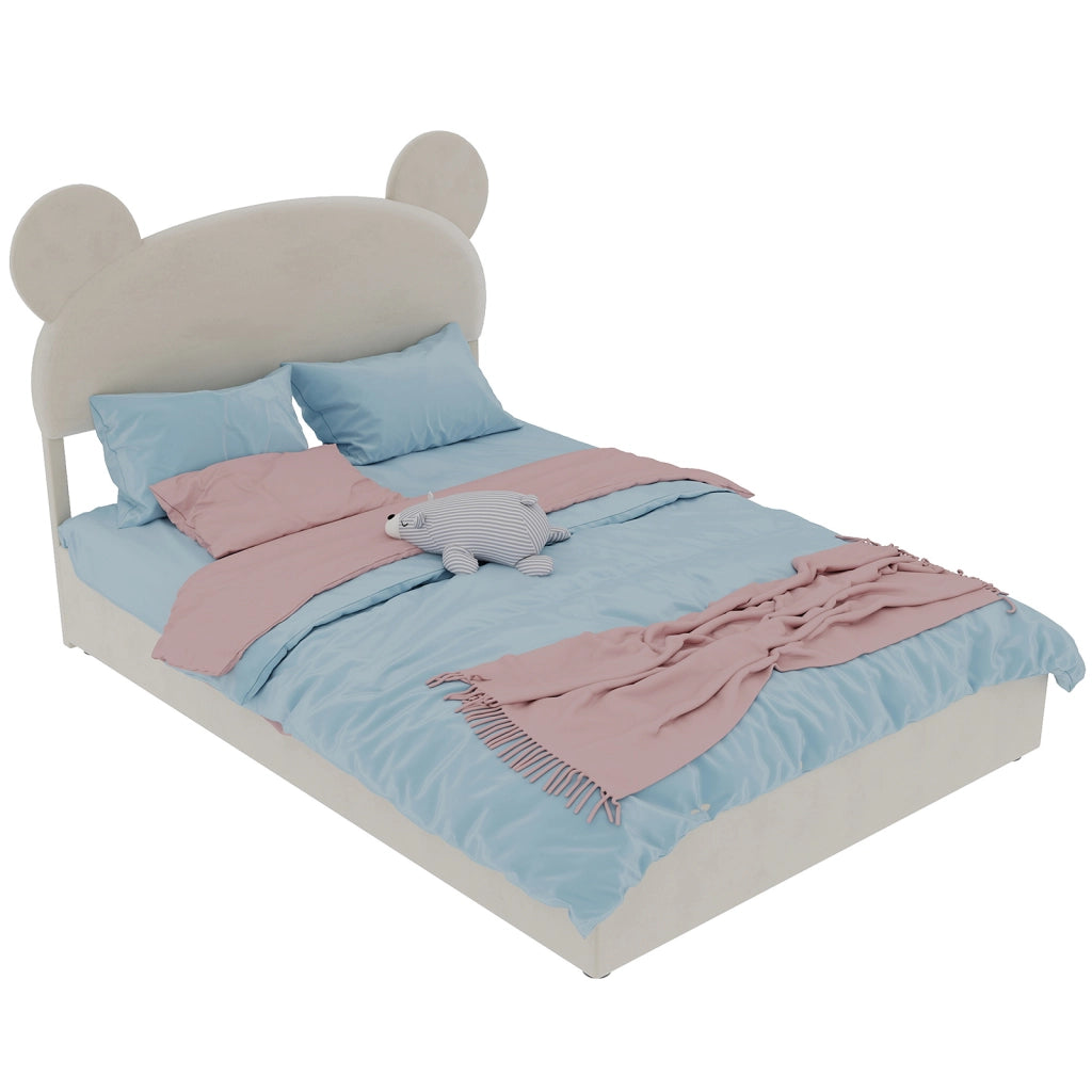 Letto Contenitore Imbottito con Alzata Idraulica ¨C MINIMAL ¨C Beige 140x200 cm