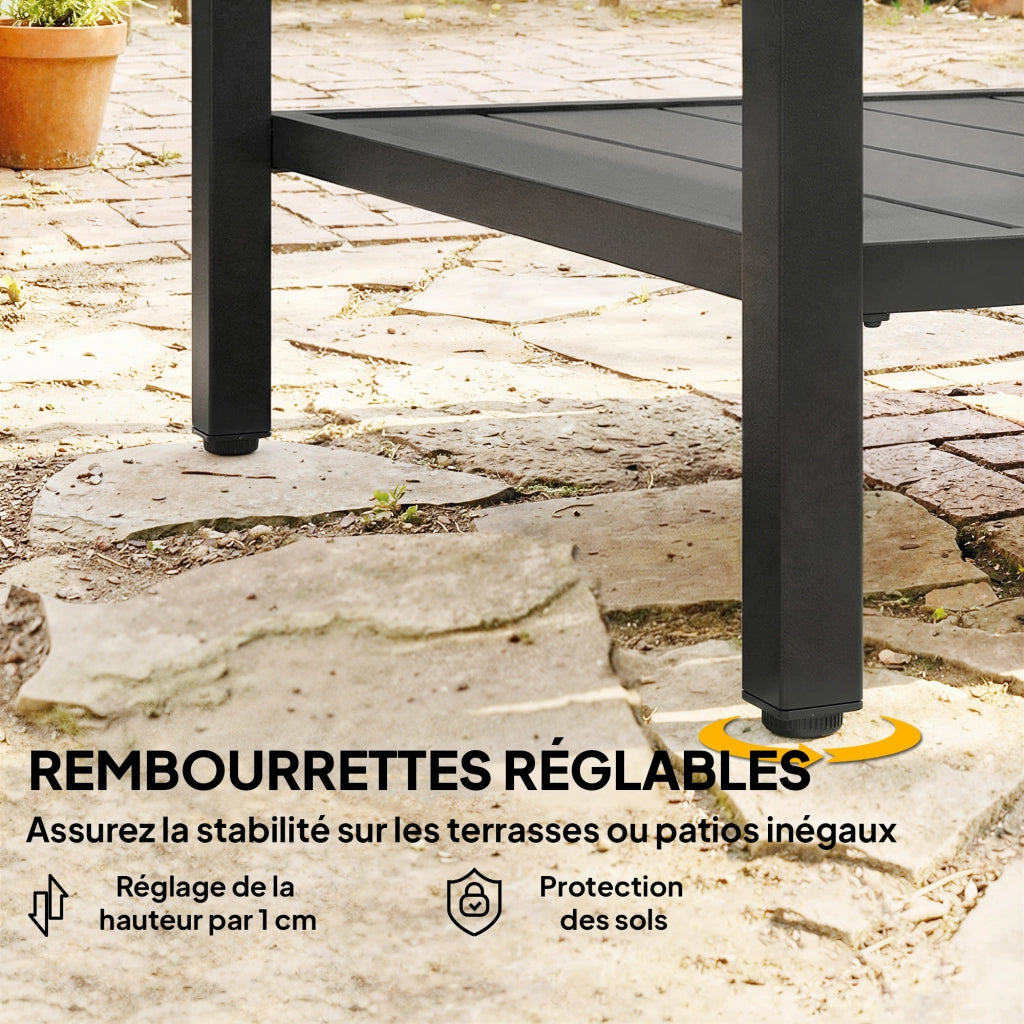 Tavolino da giardino a 2 livelli in metallo ¨C Zephmum ¨C 45x45x54 cm, nero