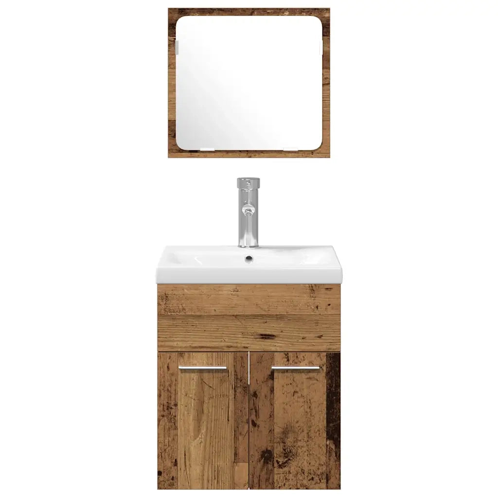 Set di mobili per il bagno con porta 4 pcs Legno vecchio 3332577
