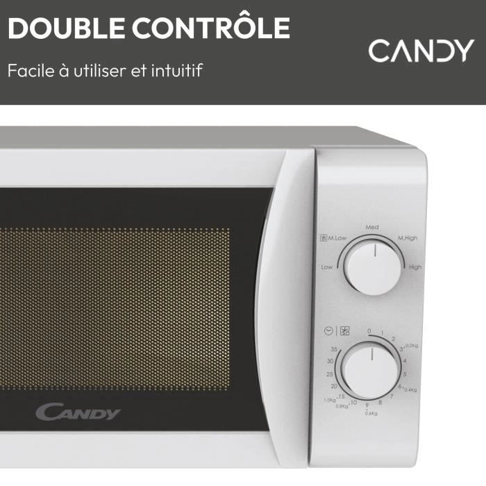 CMW20SMW Microonde Mono CANDY Idea - 20 L - MO: 700 W - UI meccanico - 5 livelli di potenza - Bianco