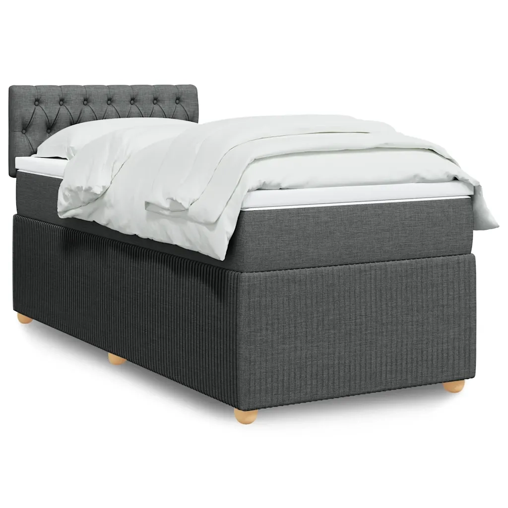 vidaXL Giroletto a Molle con Materasso Grigio Scuro 90x190 cm Tessuto