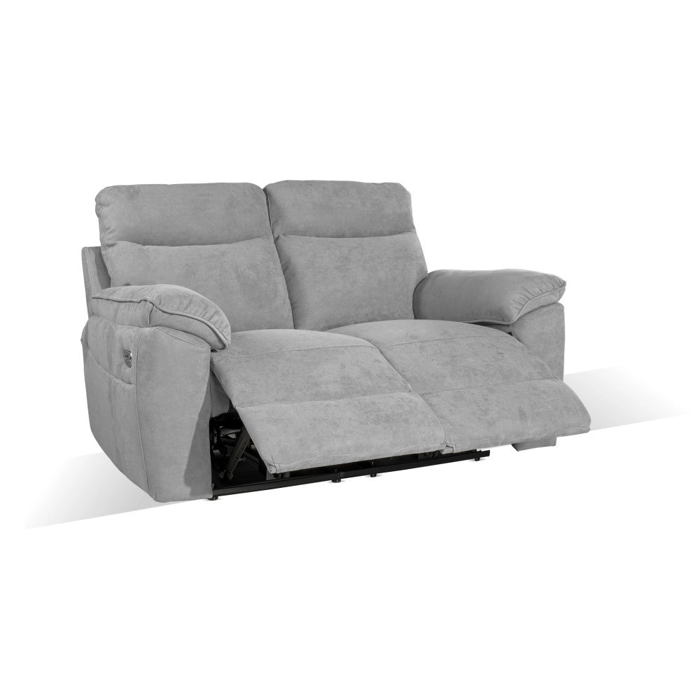 Divano 2 posti recliner elettrico tessuto grigio Boston 160x100x102H
