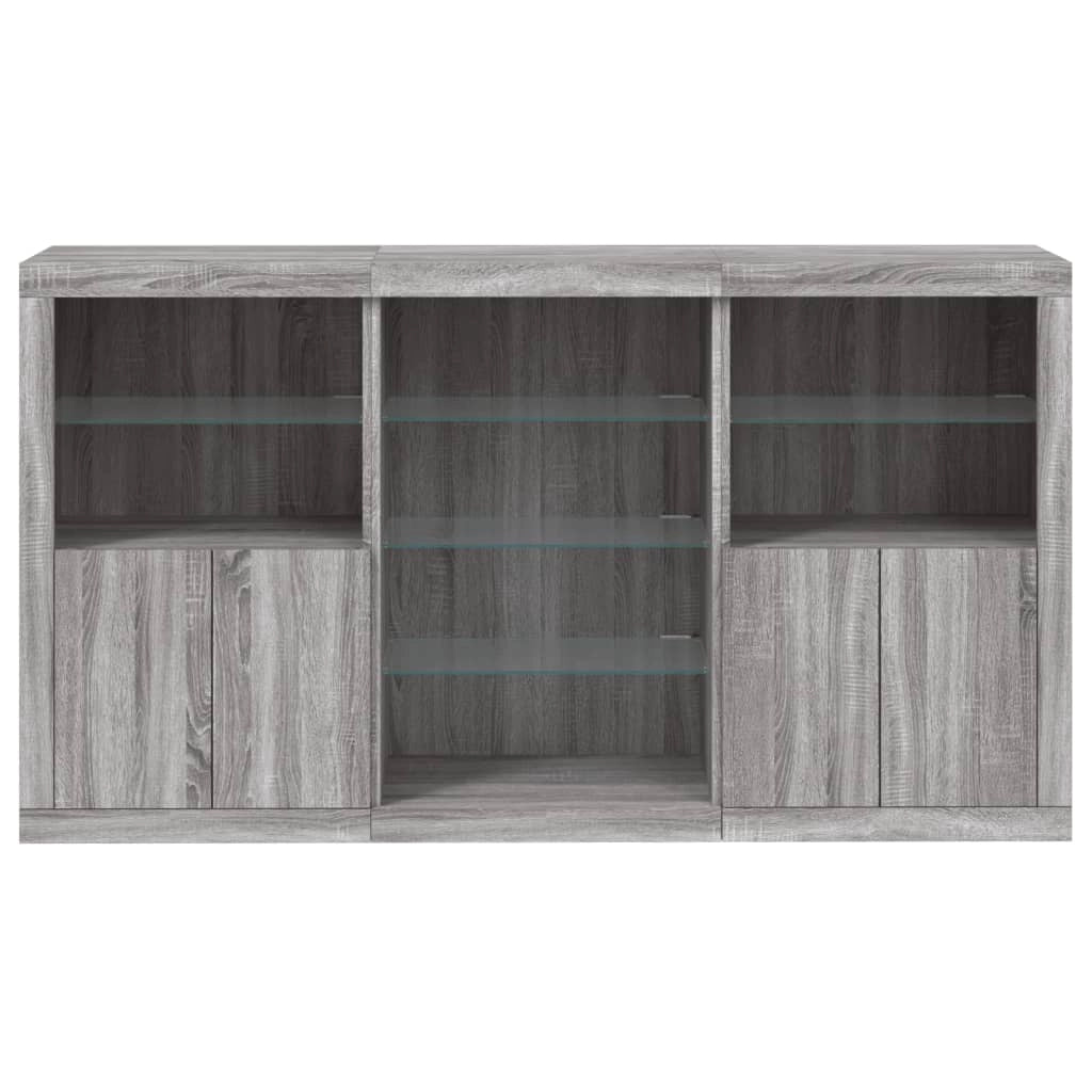 Buffet credenza cassettiera armadio mobile contenitore organizer per cucina soggiorno salotto con luci LED Sonoma 181,5 x 37 x 100 cm grigio 02_0030061