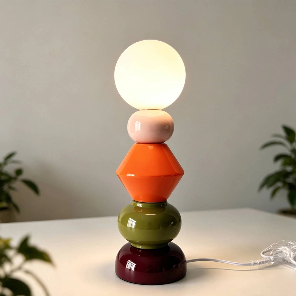 Lampada da tavolo per interni in ceramica e vetro ø13cm, bordeaux