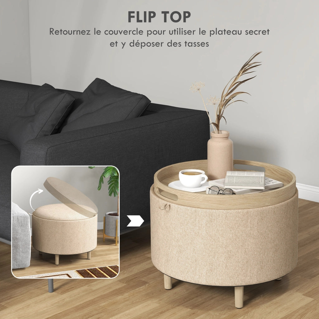 Pouf con cuscino e vano ¨C Minimal ¨C legno beige