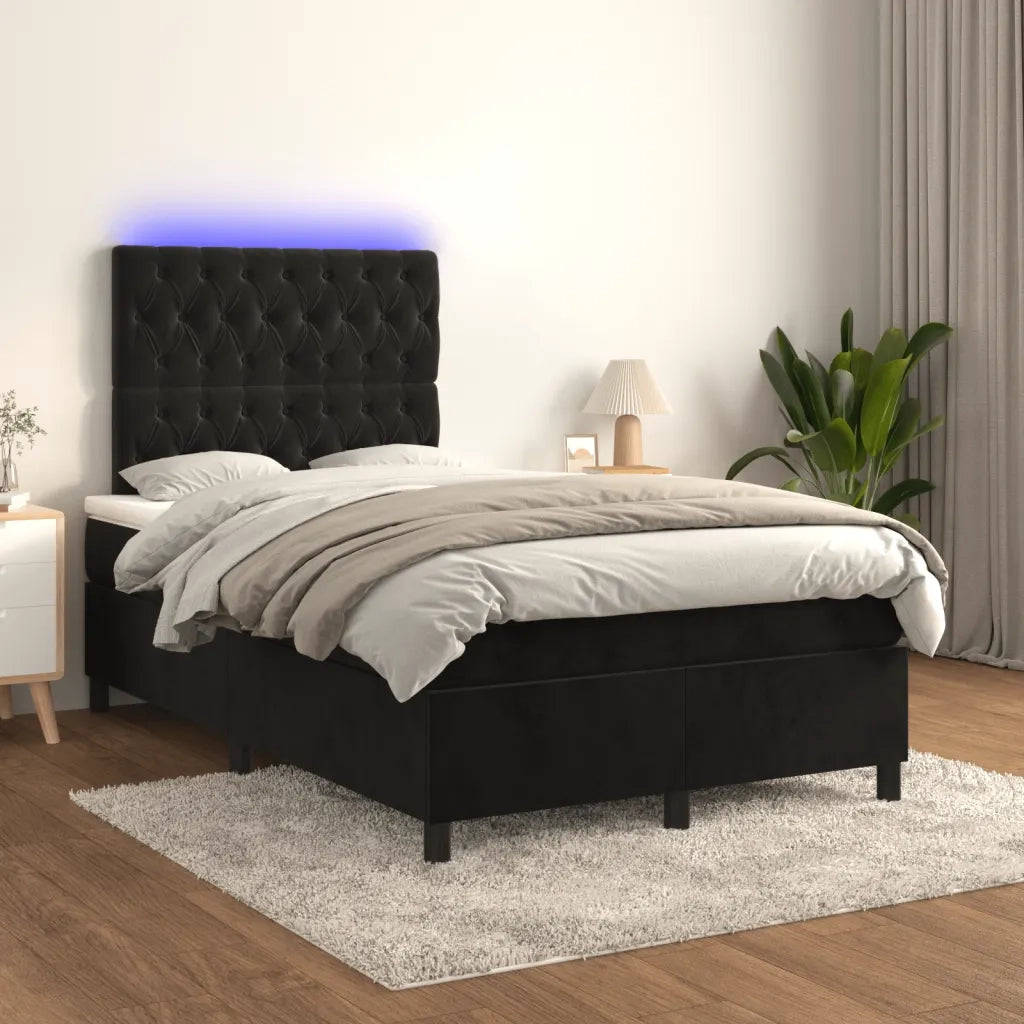 Letto a Molle con Materasso e LED Nero 120x190 cm in Velluto 3270331