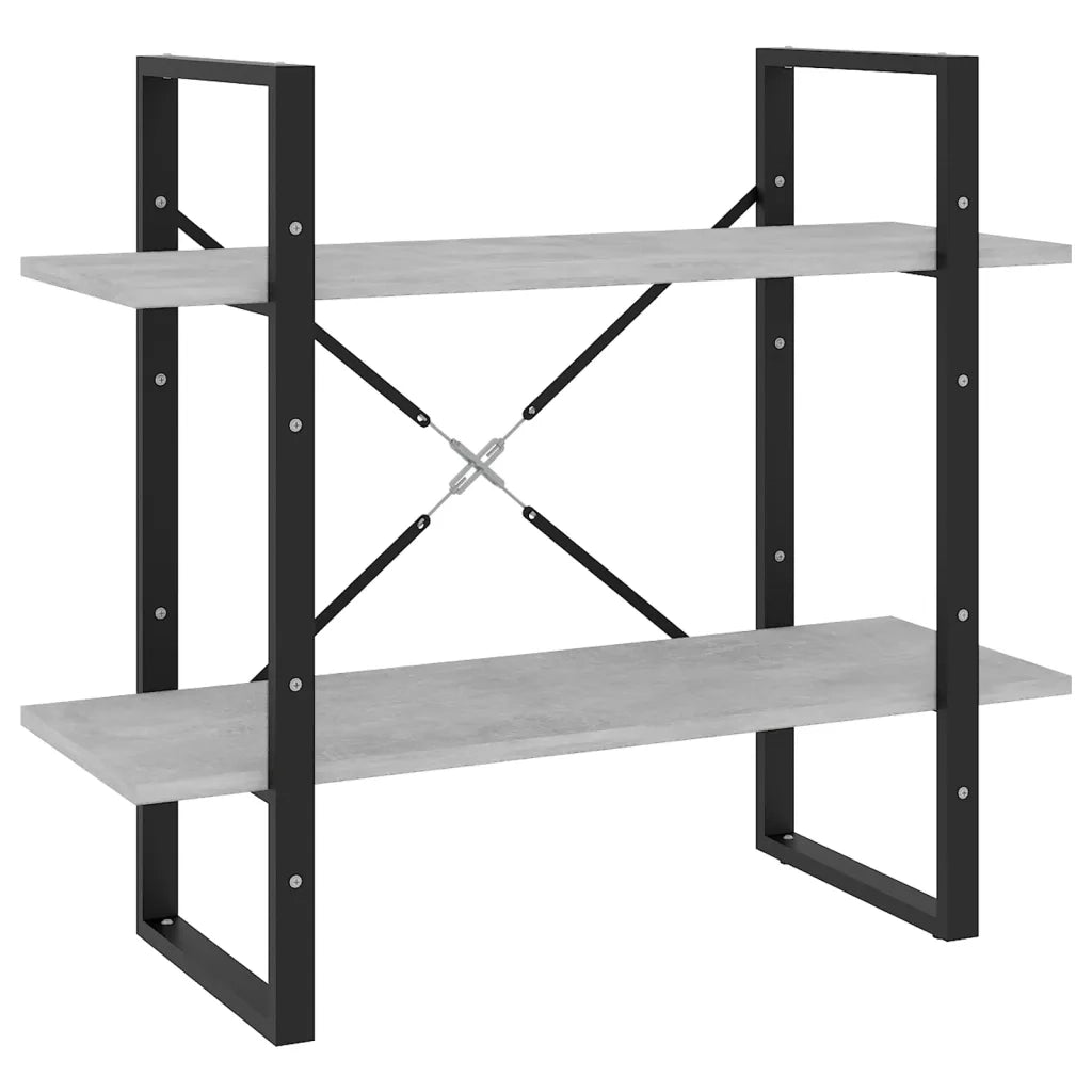 Libreria 2 Ripiani Grigio Cemento 80x30x70 cm Legno Multistrato 806451