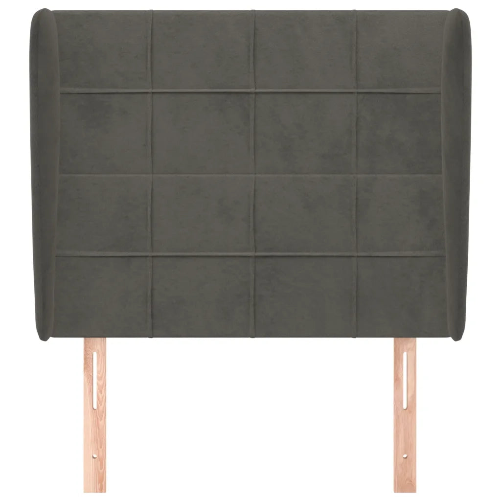 Testiera ad Orecchio Grigio Scuro 93x23x118/128 cm in Velluto