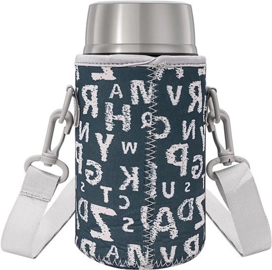 Portatile termico - Borsa pranzo - Isolato - Cinturino a spalla - Esterno - Picnic - Lavoro ufficio - Termos 24oz - Blu - Compatibile con