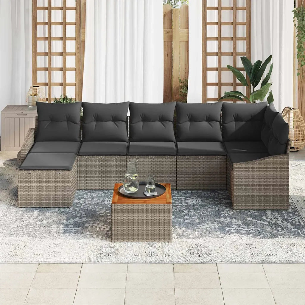 Set Divano da Giardino con cuscino 8 pcs Grigio polyrattan