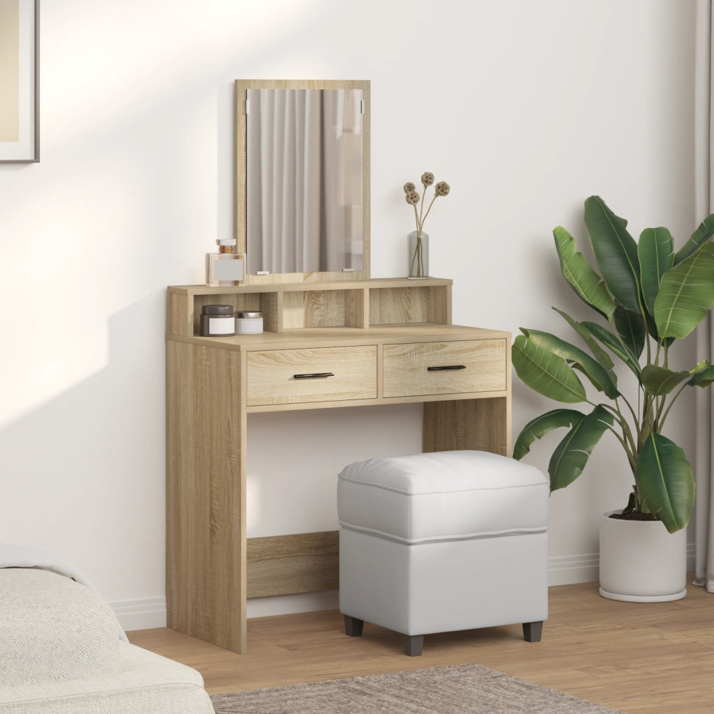 Toeletta  con cassetti in rovere Sonoma 79x41x140 cm