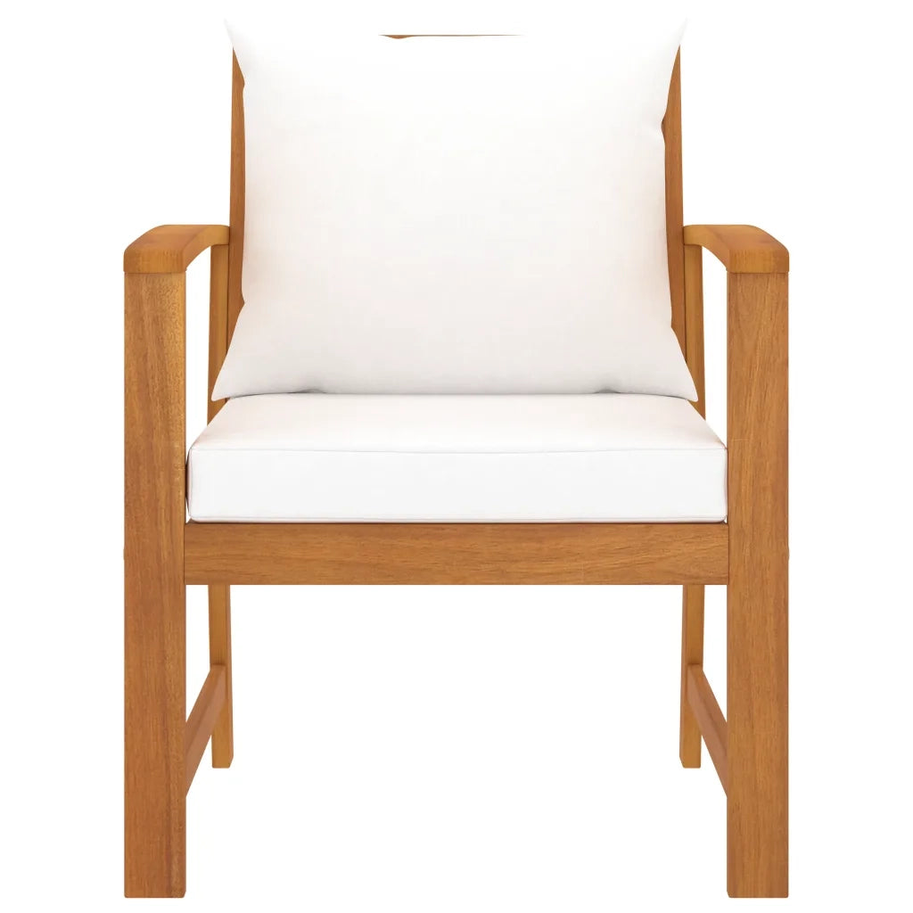 Sedie da Giardino 2 pz con Cuscini Crema Legno Massello Acacia 318340