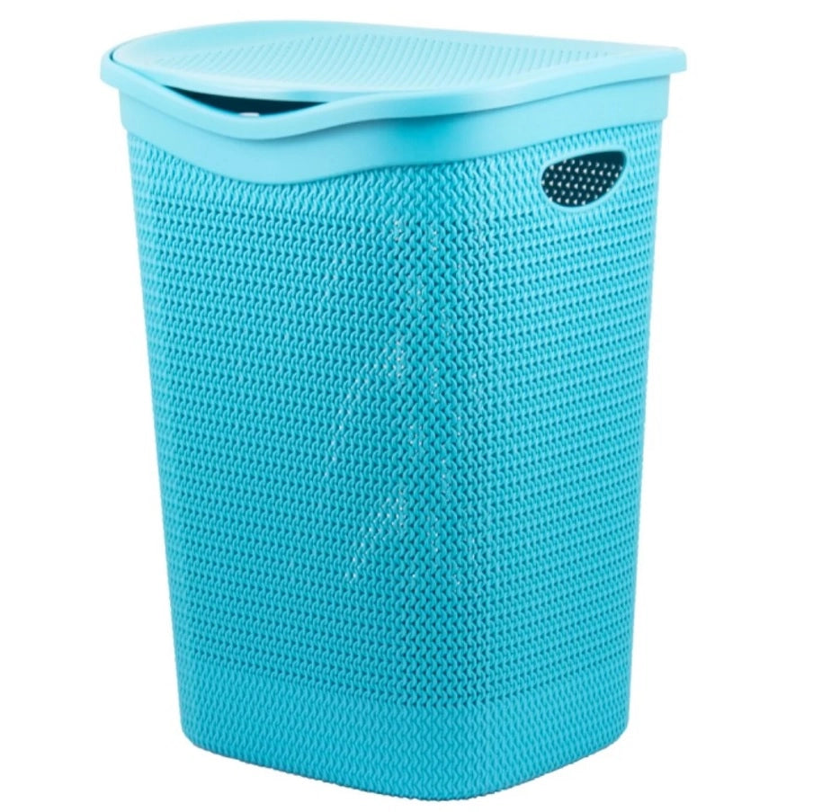 Cesto Portabiancheria da Bagno intreccio Blu Avio belli e forti 55 Litri