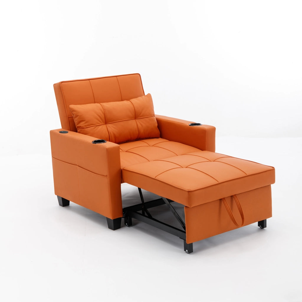 Divano Letto Singolo Estraibile con Portabicchieri e USB ¨C MINIMAL ¨C Grigio