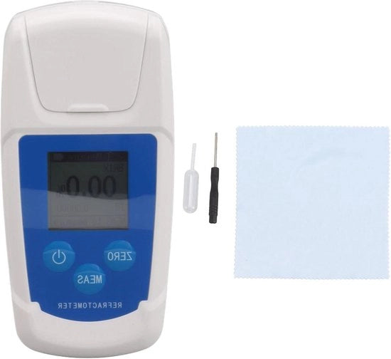 Refractometro per uso domestico - Velocità di misura rapida - 0-55% - Schermo con illuminazione posteriore HD - Display per la misura del contenuto di zucchero - Per bevande e succo - Utensile da cucina