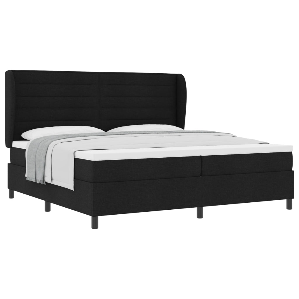 Letto Box Spring con Materasso Nero 200x200 cm Tessuto