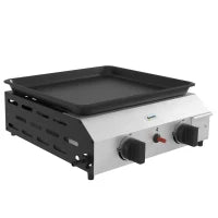Piastra Barbecue a Gas con 2 Bruciatori, Piano Antiaderente e Potenza 4.8kw, Argento