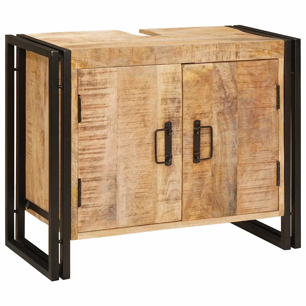 vidaXL Mobile sottolavabo con porta Legno massello di mango e ferro