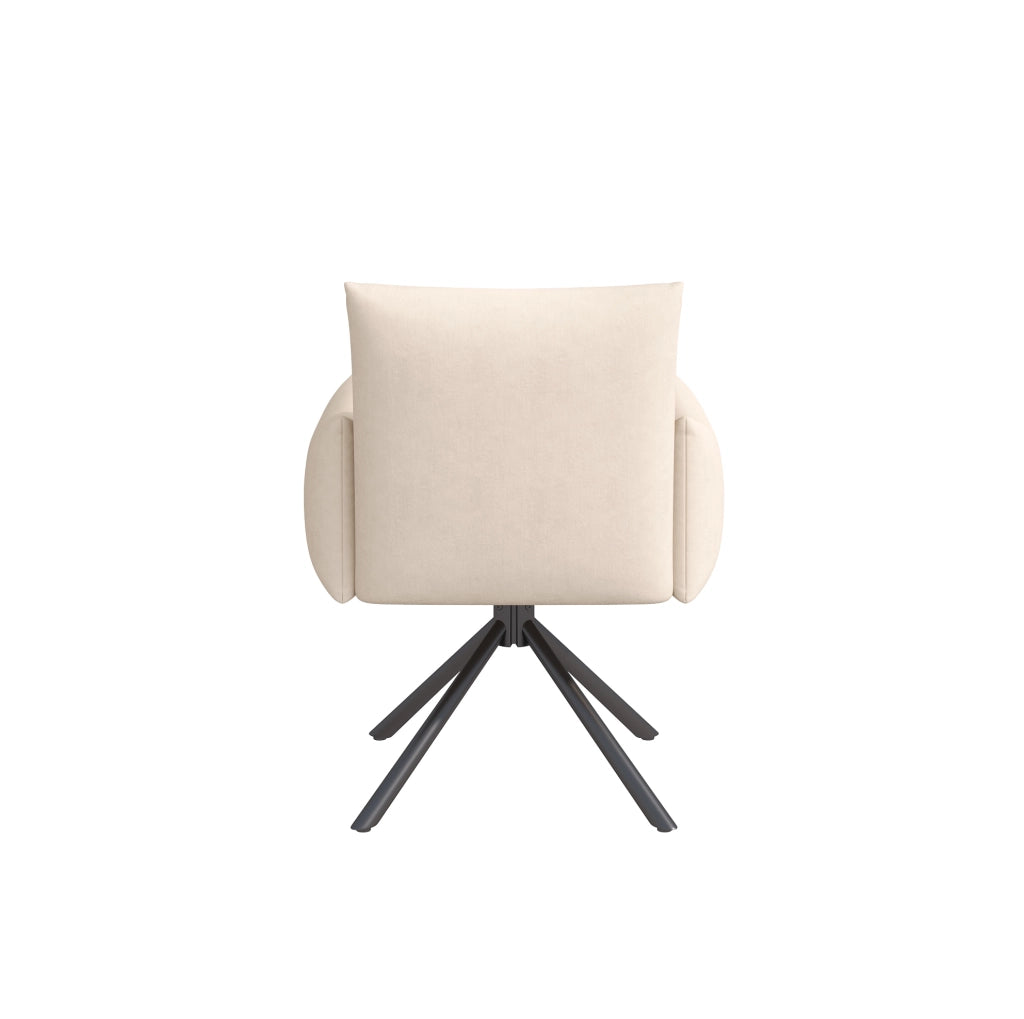 Set di 6 sedie girevoli in velluto beige con braccioli