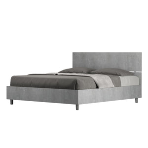 Letto Matrimoniale 160x200 cm con Rete e Contenitore Testata Dritta Demas Grigio