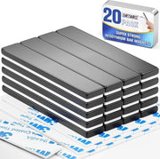 20 pacchi di magneti neodymium neri, 60 x 10 x 3 mm magneti terrestri, strisce magnetiche per frigoriferi con adesivo a doppia faccia per uso multifunzionale
