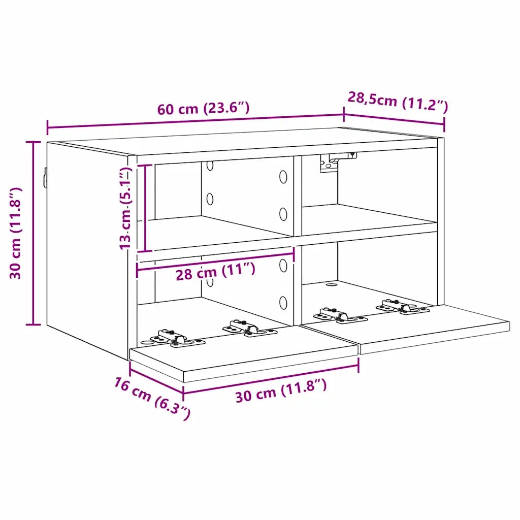 Unità per TV a Muro 4 pcs Rovere artigianale Legno multistrato 3402780