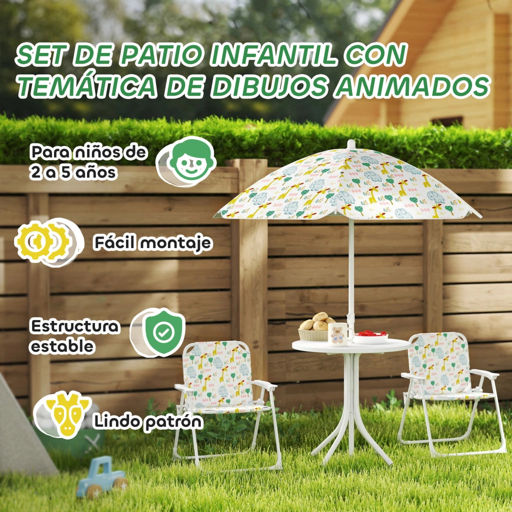 Set Tavolo e Sedie da Giardino per Bambini 4 Pezzi ¨C zephmum ¨C Bianco