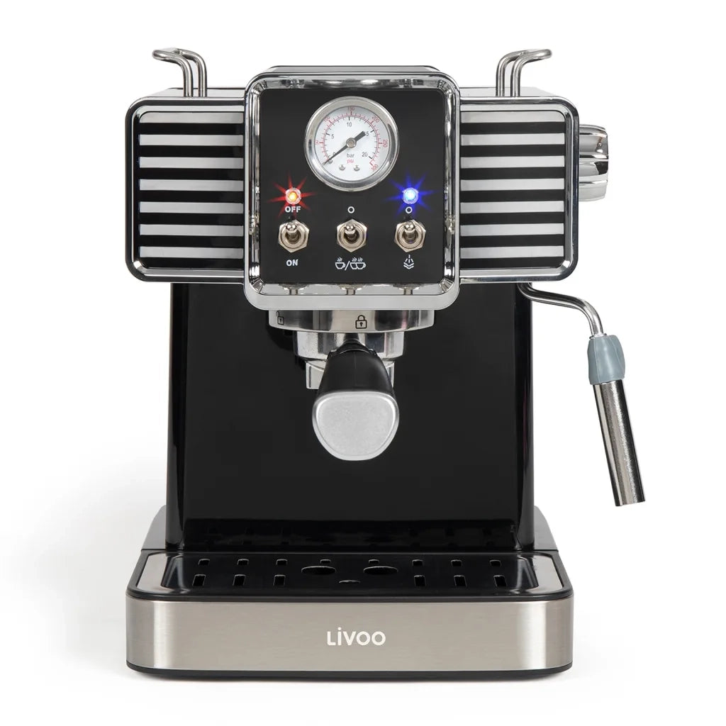 Livoo Macchina per Caffè Espresso con Montalatte 1,5 L 1350 W Nera 443489