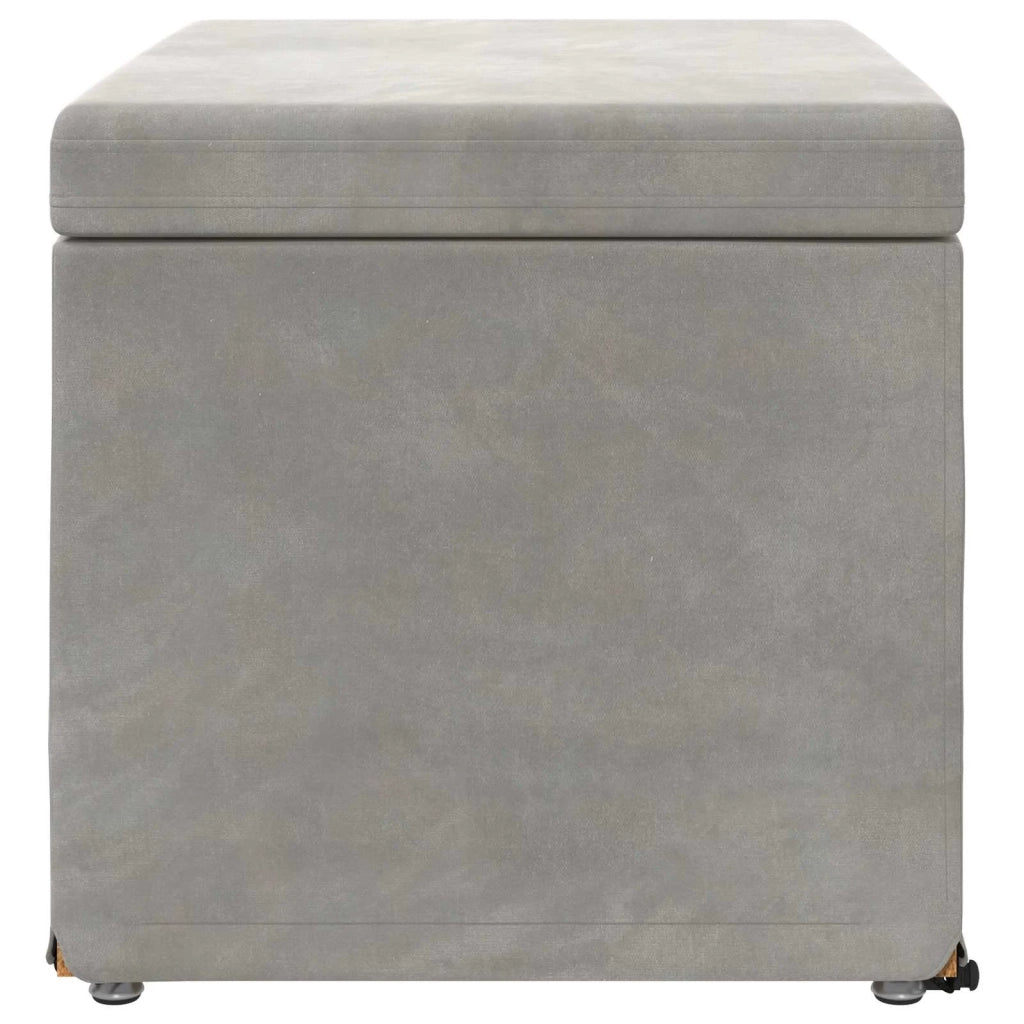 Pouf Grigio chiaro Velluto e Legno Ingegnerizzato