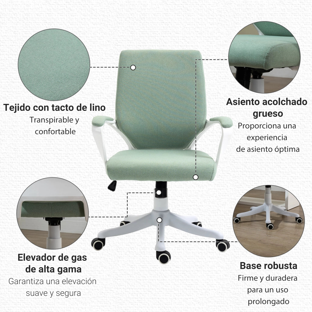 Sedia da Ufficio Girevole e Basculante con Braccioli Regolabile in Altezza ¨C zephmum ¨C Verde 62x69x92-100 cm