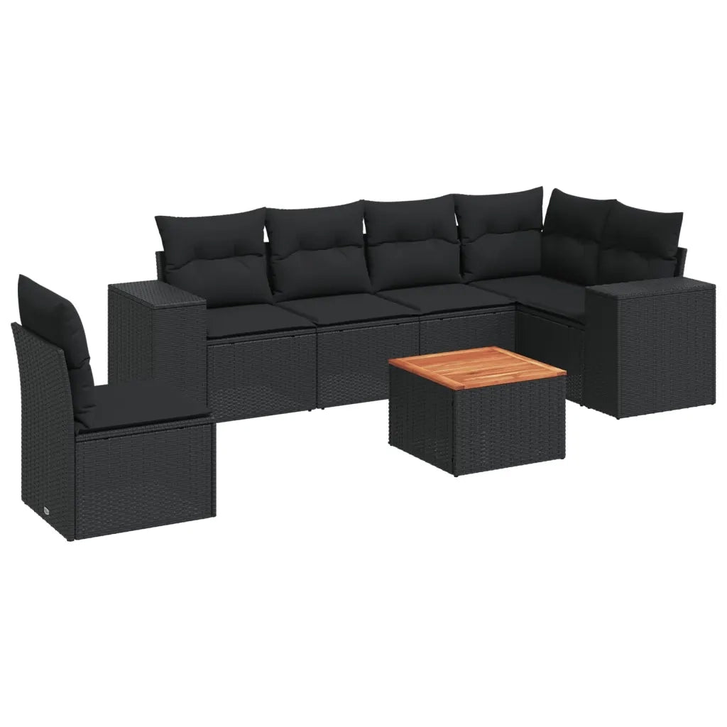 Set Divani da Giardino con Cuscini 7pz Nero Polyrattan 3257798