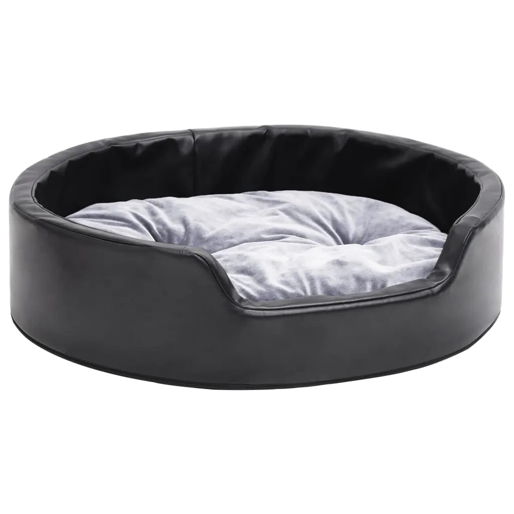 Lettino per Cani Nero e Grigio 69x59x19 cm Peluche e Similpelle cod mxl 51224