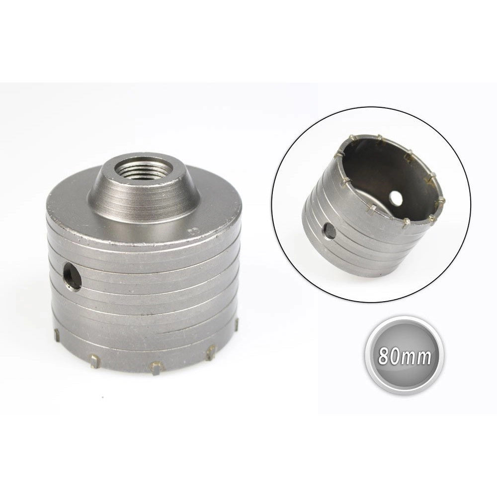 Trade Shop - Fresa A Tazza 80mm Carotatrice Con Asta Sds Plus 90mm Calcestruzzo Cemento -