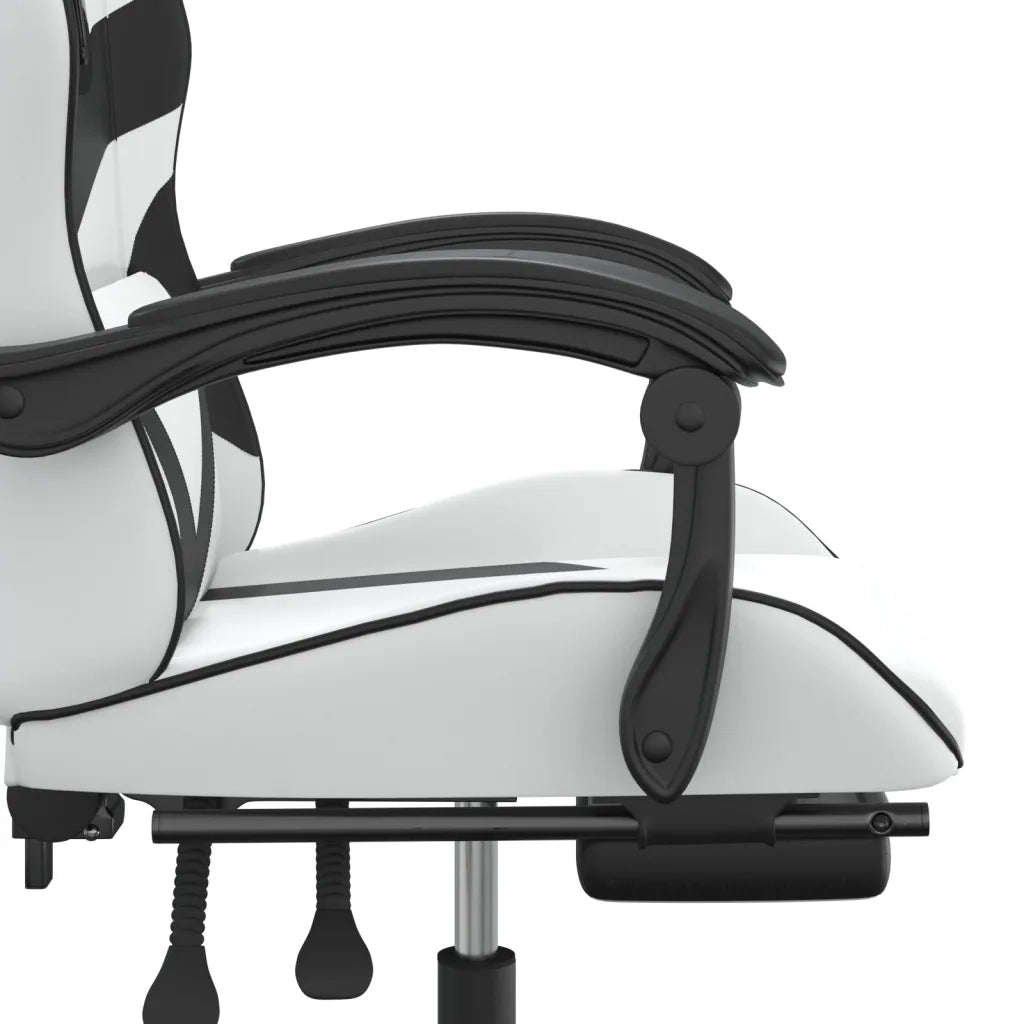 Sedia da Gaming con Poggiapiedi Bianco e Nero in Similpelle 3143864
