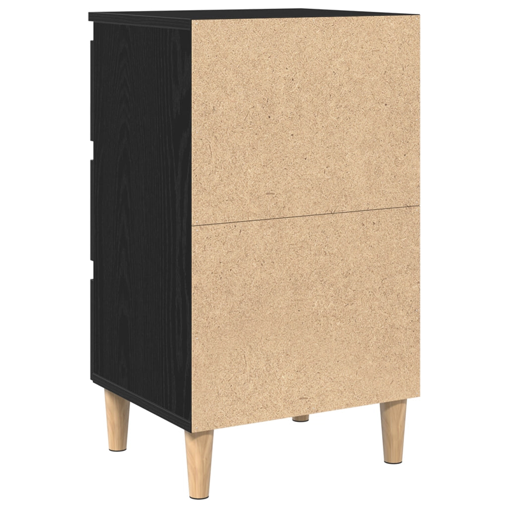 Comodino con gamba in legno Nero Rovere 40x35x69 cm