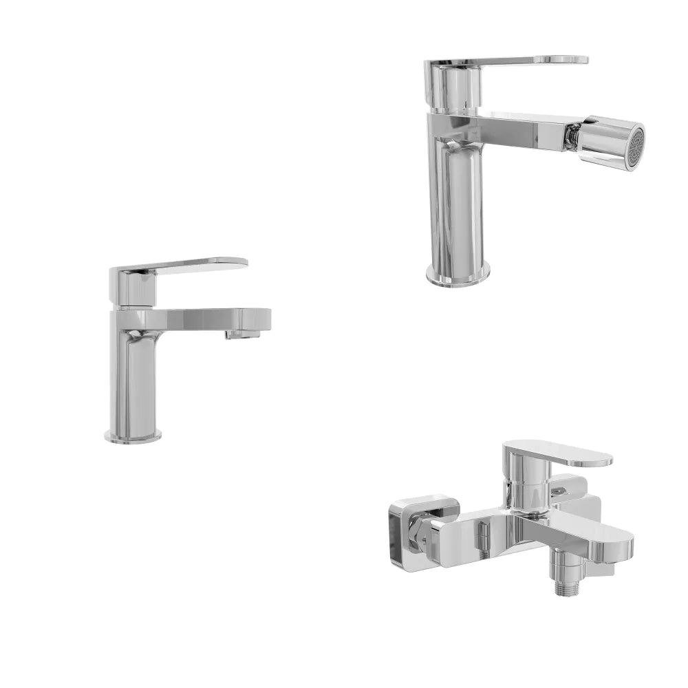 Set miscelatori lavabo 13cm bidet miscelatore esterno vasca cromato | Margot