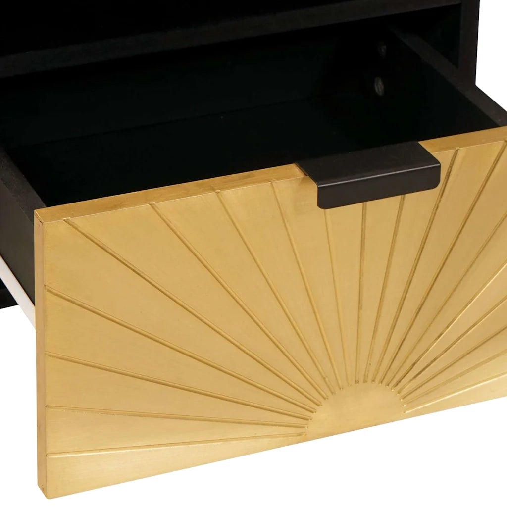 vidaXL Comodino Nero e Oro 40 x 33 x 46 cm legno massello di mango