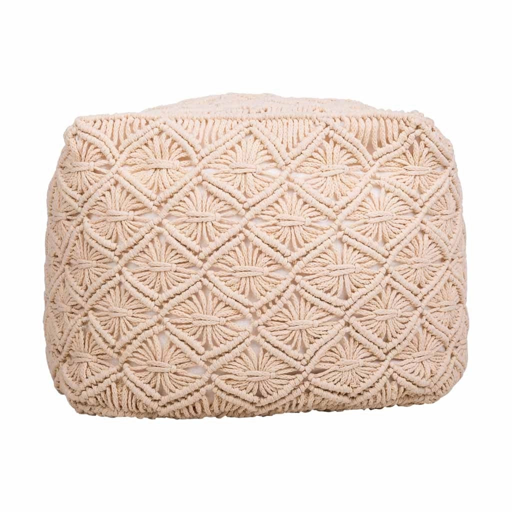 Puf in cotone intrecciato panna 45x45x40h