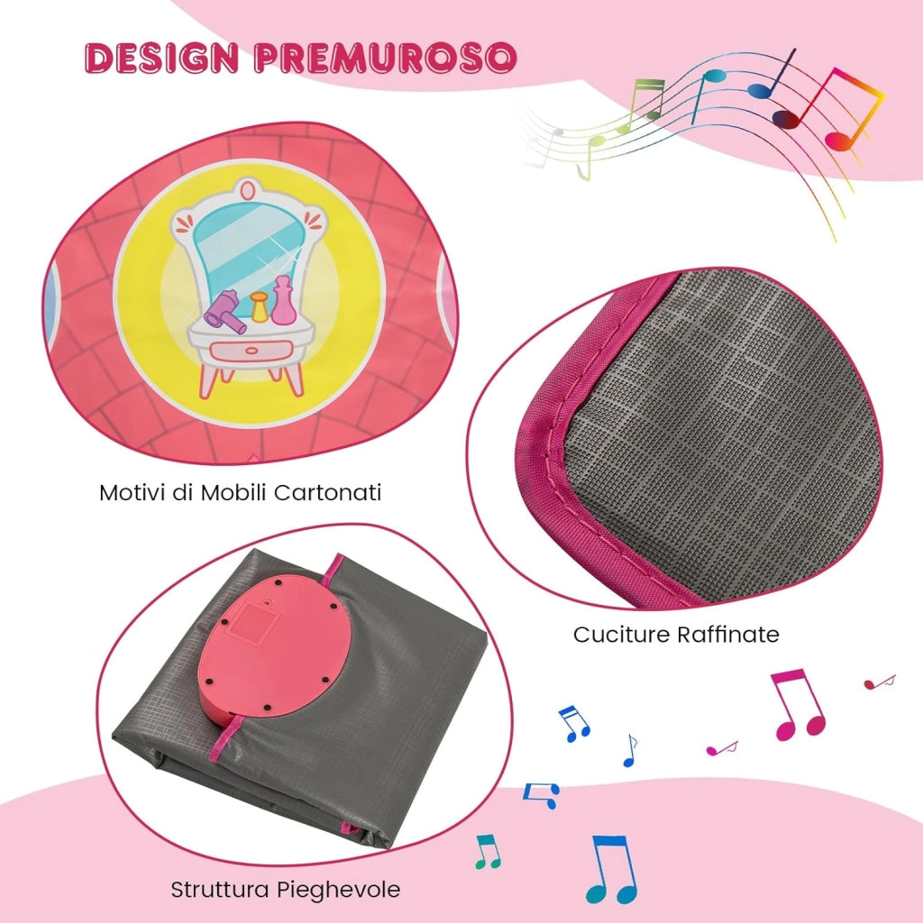 Tappeto da Ballo per Bambini, Gioco con 5 Livelli, 9 Suoni di Tastiera e 9 Canzoni Demo, Display del Punteggio e Volume Regolabile, Regalo Interattivo per Bambini 3+ Anni