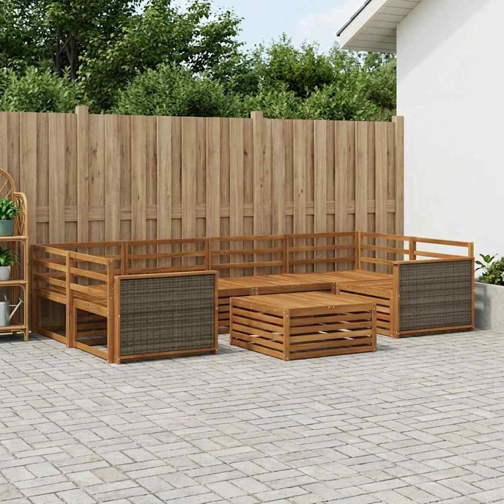 Set di divani da esterno 7 pz Naturale Legno di Acacia Massello 3383077