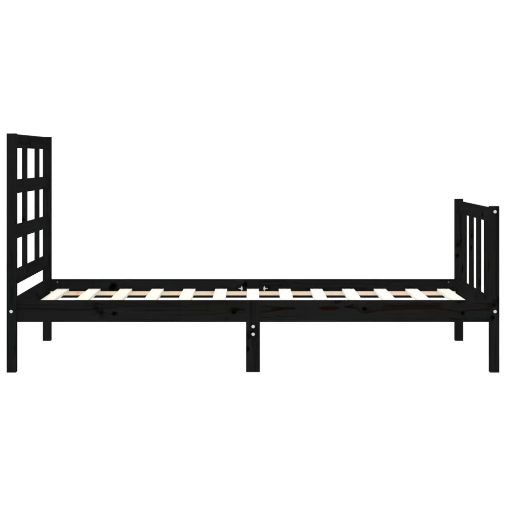 Giroletto con Testiera Nero Small Single in Legno Massello 3192065