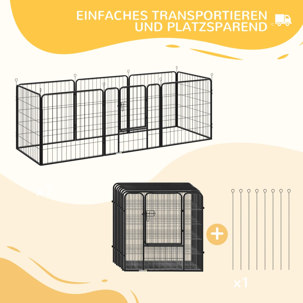 Recinto per Cani con Porta ¨C zephmum ¨C Grigio 80 cm 8 Pannelli