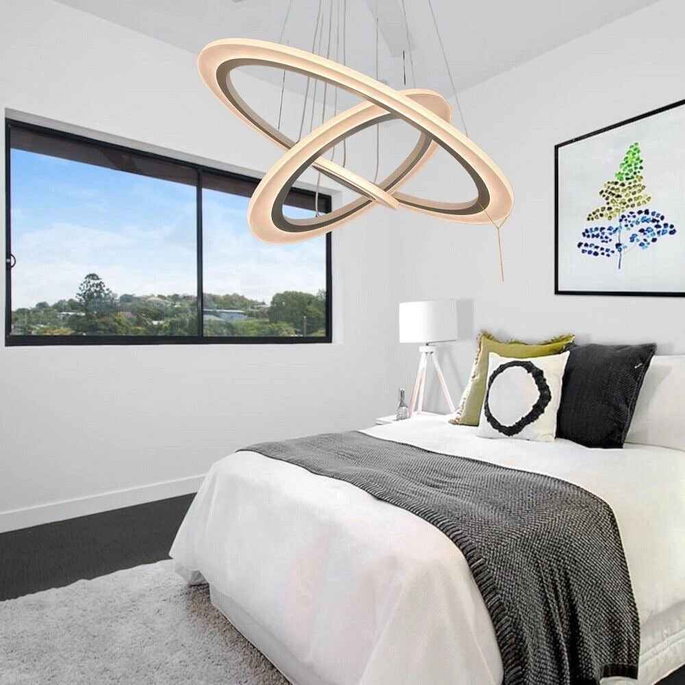 Lampadario Moderno LED a Sospensione 3 cerchi Regolabile Telecomando dimmerabile
