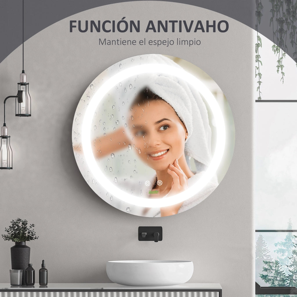 Specchio da Bagno con Luce LED Antivaho Tattile ¨C Zephmum ¨C ?50x4,6 cm Argento