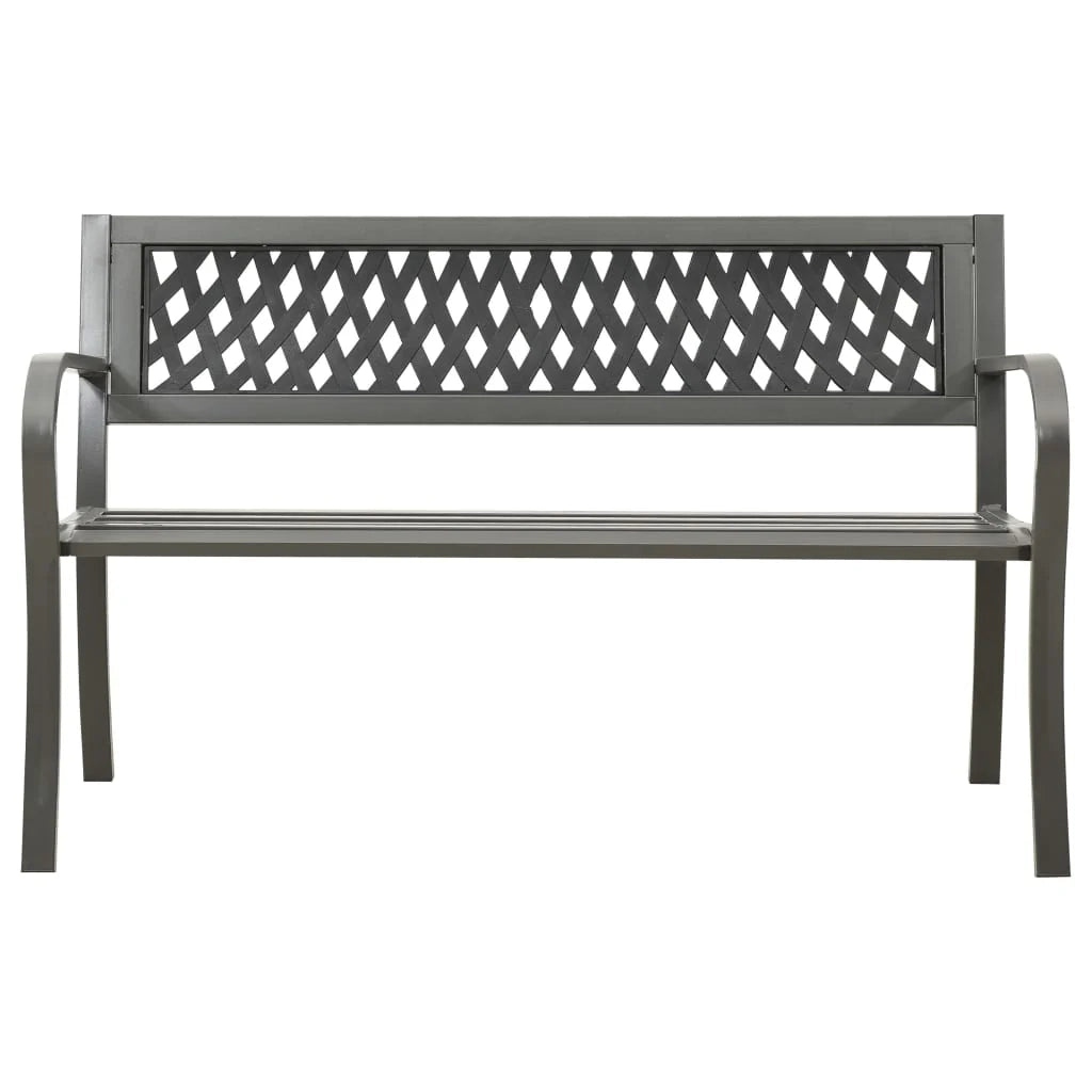 Panchina da giardino arredo esterno per patio terrazzo 125 x 53 x 77 cm acciaio grigio 02_0011226