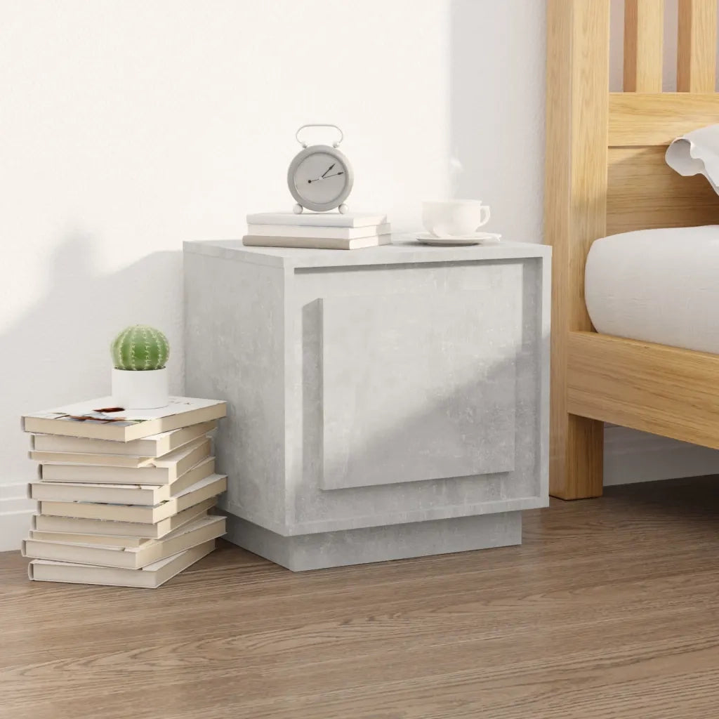 Comodino-Tavolino da notte Grigio Cemento 44x35x45 cm in Legno Multistrato
