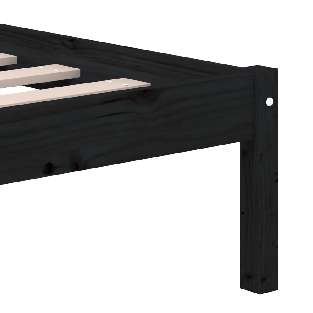Giroletto-Struttura Letto Nero in Legno Massello di Pino 140x190 cm 867038