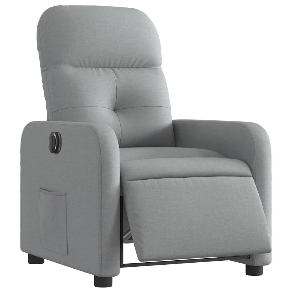 Poltrona | Sedia Relax Elettrica Reclinabile Grigio Chiaro in Tessuto