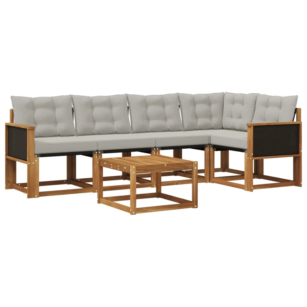 Set di divani da esterno 6 pz Naturale e Grigio Chiaro 3381959